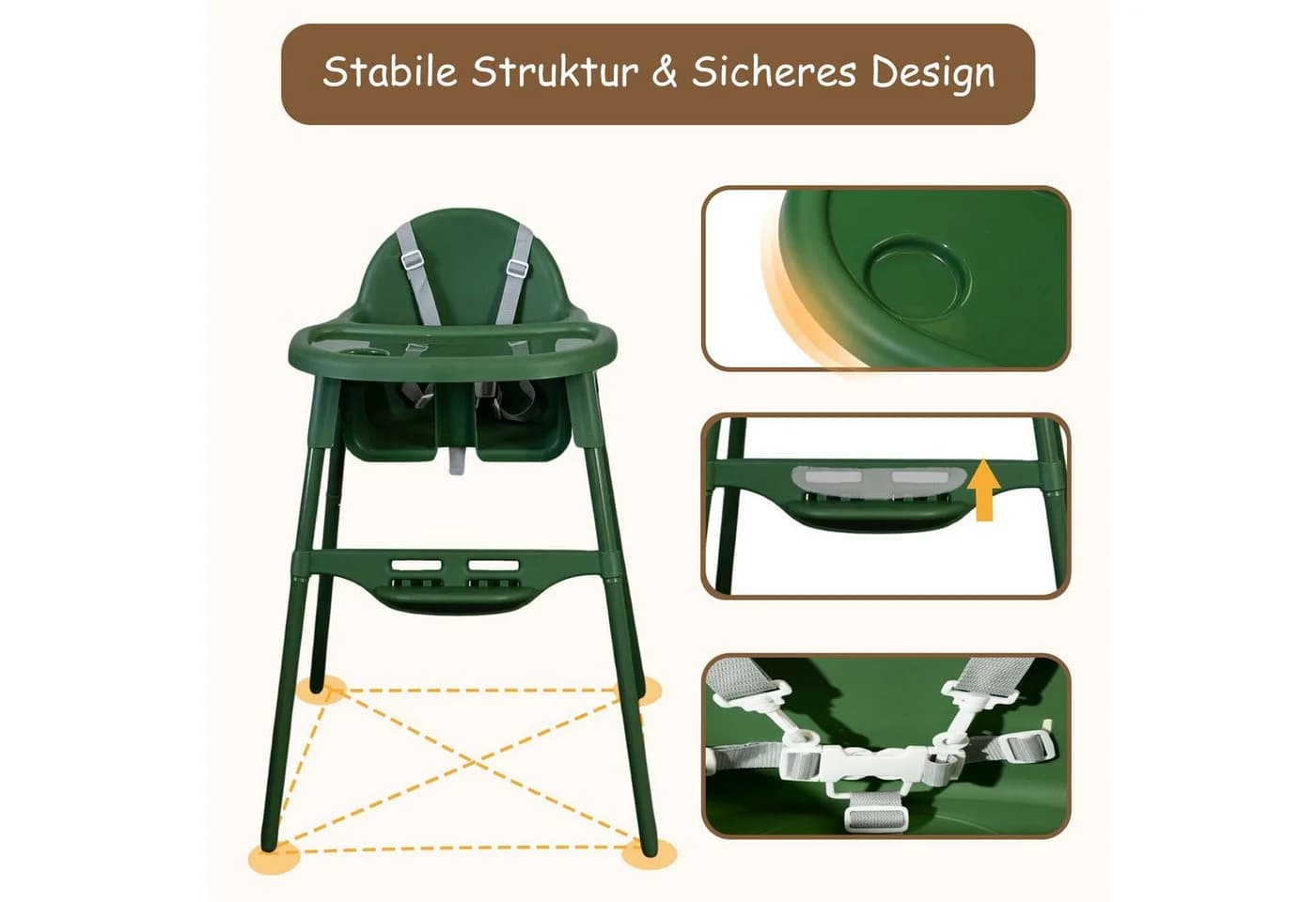 Yalion Kinderstuhl mit Tablett Höhenverstellbarer Baby Chair 6-36M - Bild 2