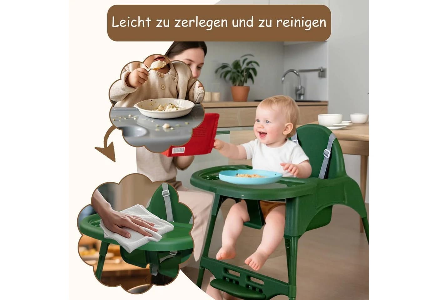 Yalion Kinderstuhl mit Tablett Höhenverstellbarer Baby Chair 6-36M - Bild 4