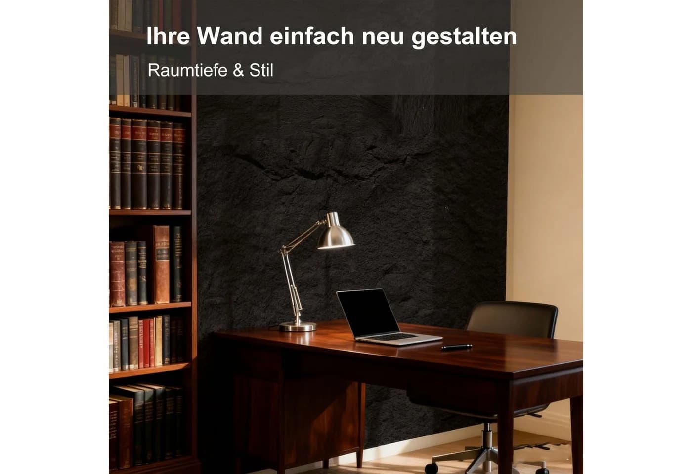mepiq Wandpaneel Steinoptik Schwarz PU 120x60 cm - Bild 3