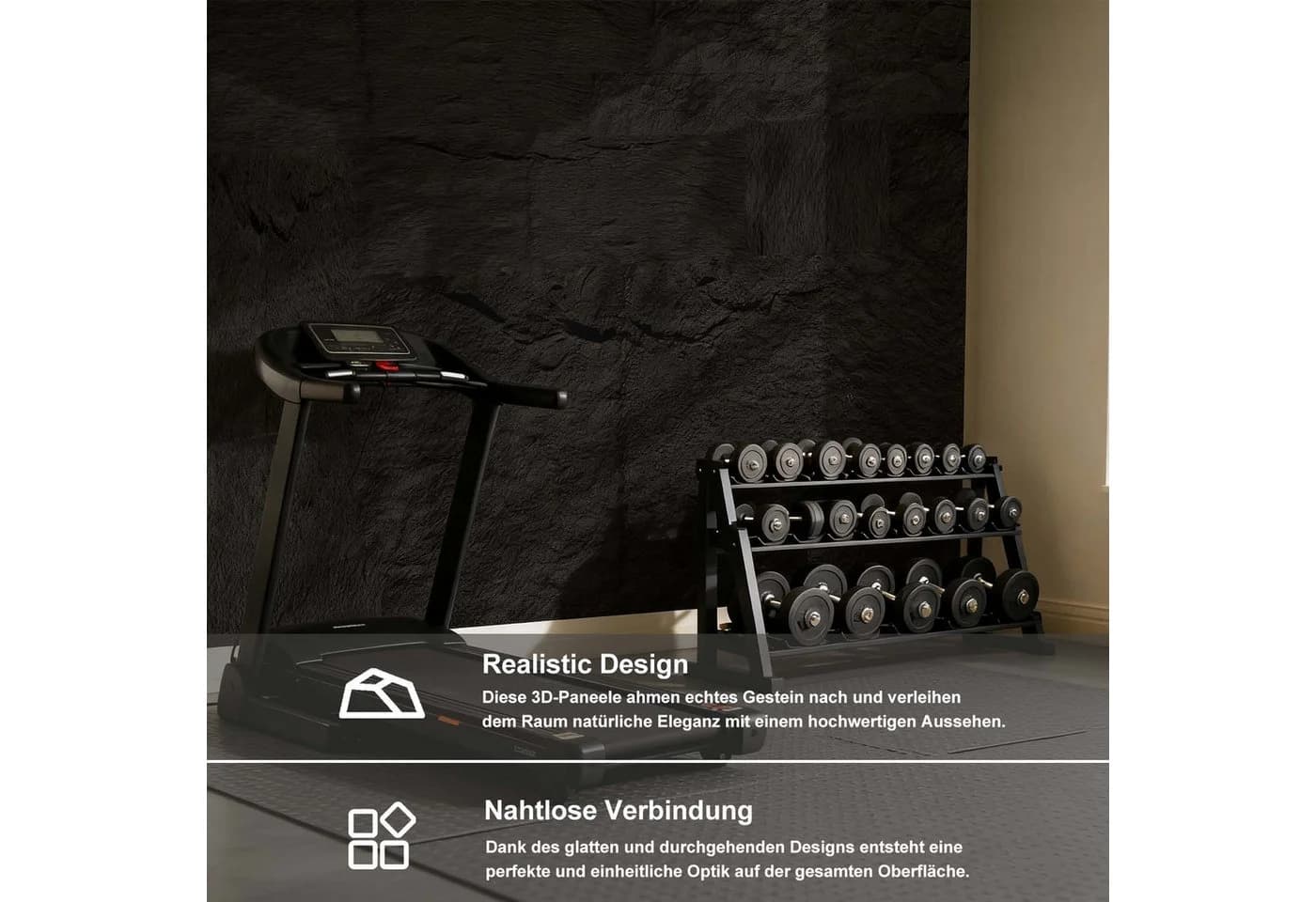 mepiq Wandpaneel Steinoptik Schwarz PU 120x60 cm - Bild 4