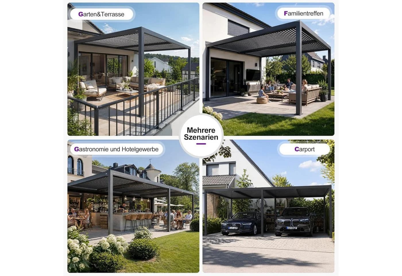 PURPLE LEAF Pergola Lamellendach Aluminium 300x424x240 cm - Bild 3