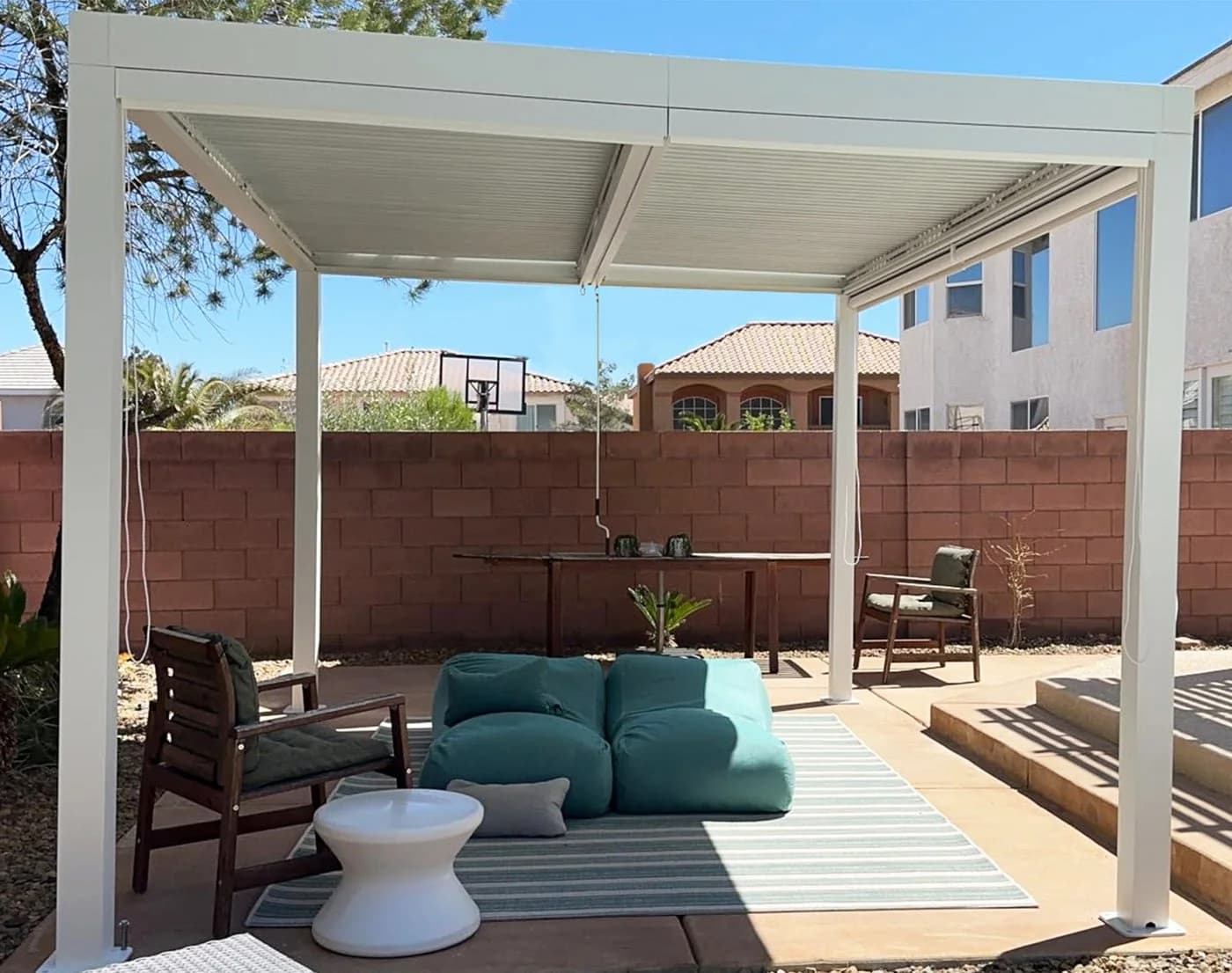 PURPLE LEAF Pergola mit Lamellendach Hardtop Terrassenüberdachung Weiß