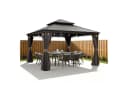 PURPLE LEAF Pavillon Hardtop Aluminium Grau mit LED-Lichtern Bild 2