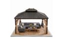 PURPLE LEAF Gartenpavillon Hardtop Alu mit LED & Seitenteilen Bronze Bild 2