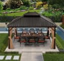 PURPLE LEAF Gartenpavillon Hardtop Alu mit LED & Seitenteilen Bronze Bild 3