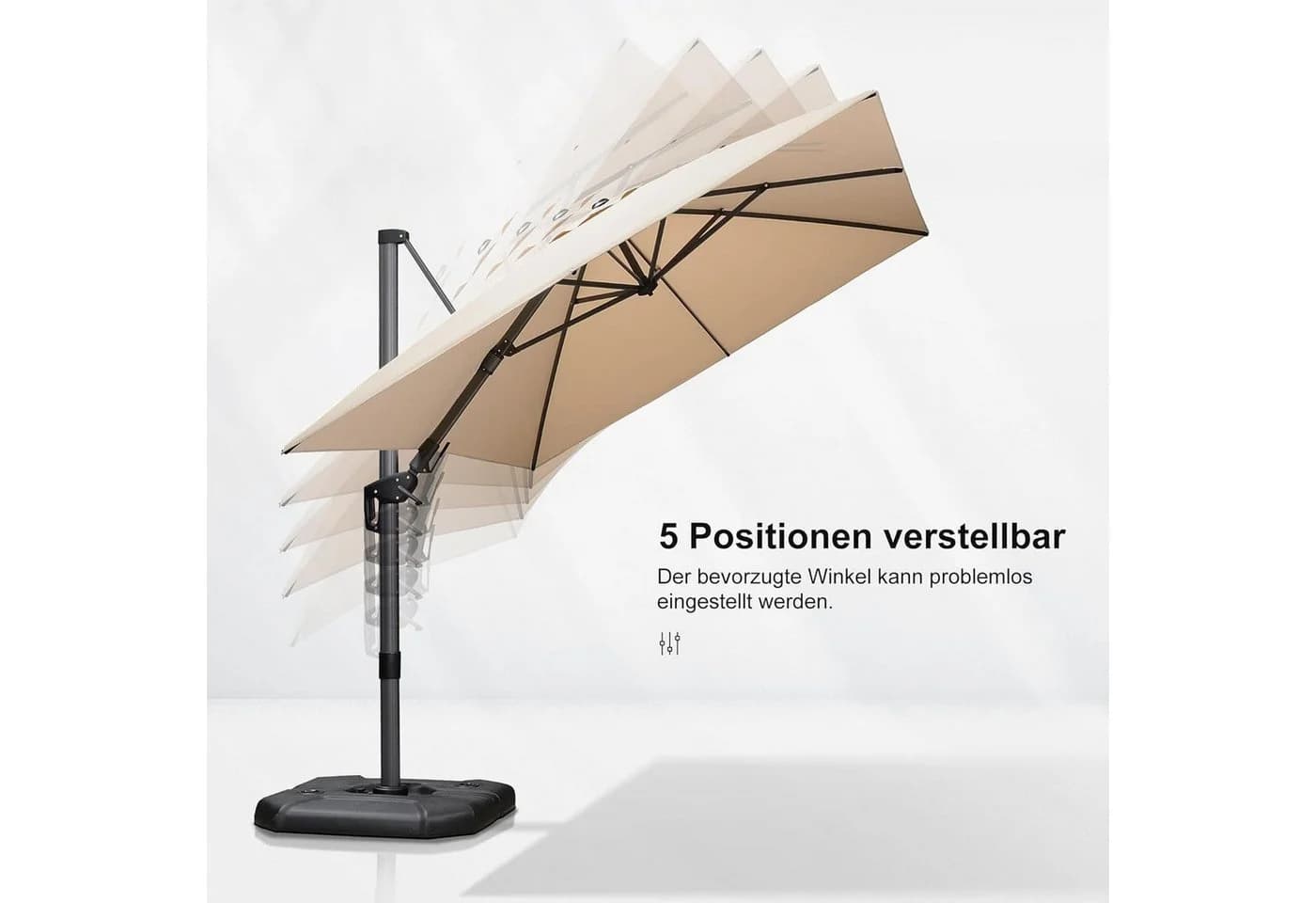 PURPLE LEAF Sonnenschirm Ampelschirm Beige UV50+ 360° Rotation - Bild 4