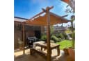 PURPLE LEAF Pergola Holzoptik mit einziehbarem Dach, Alu Terrassenüberdachung, Gartenpavillon Bild 1