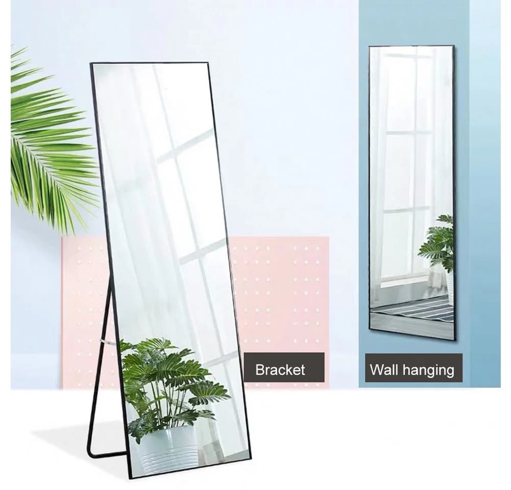 Simurq Ganzkörperspiegel Schwarz Aluminium Hartglas Standspiegel