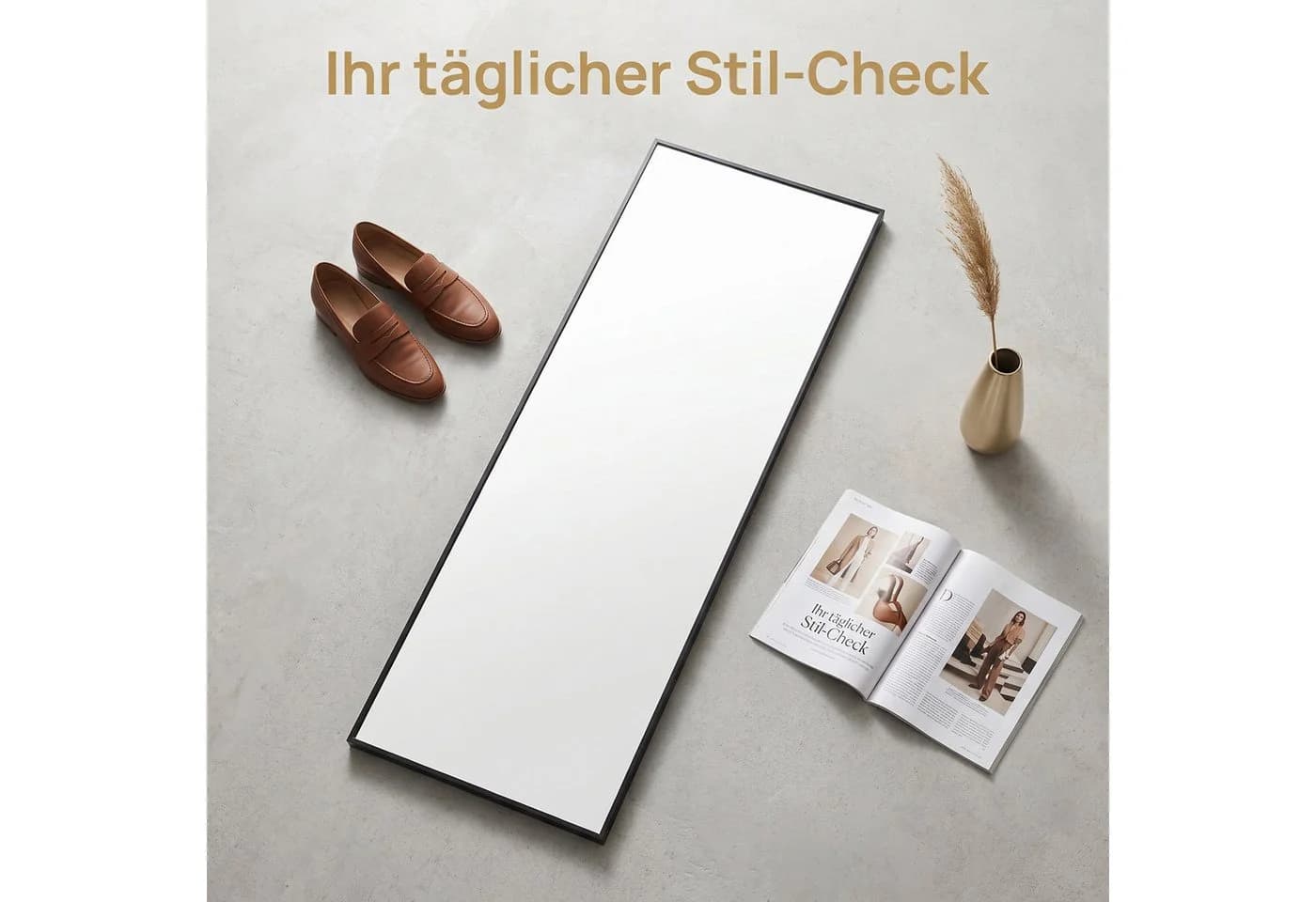 Simurq Ganzkörperspiegel Schwarz Aluminium Hartglas Standspiegel - Bild 5
