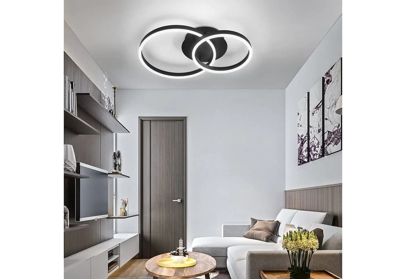 ZMH LED Deckenleuchte Dimmbar Schwarz/Gold Modern 46/74W Wohnzimmer - Bild 3
