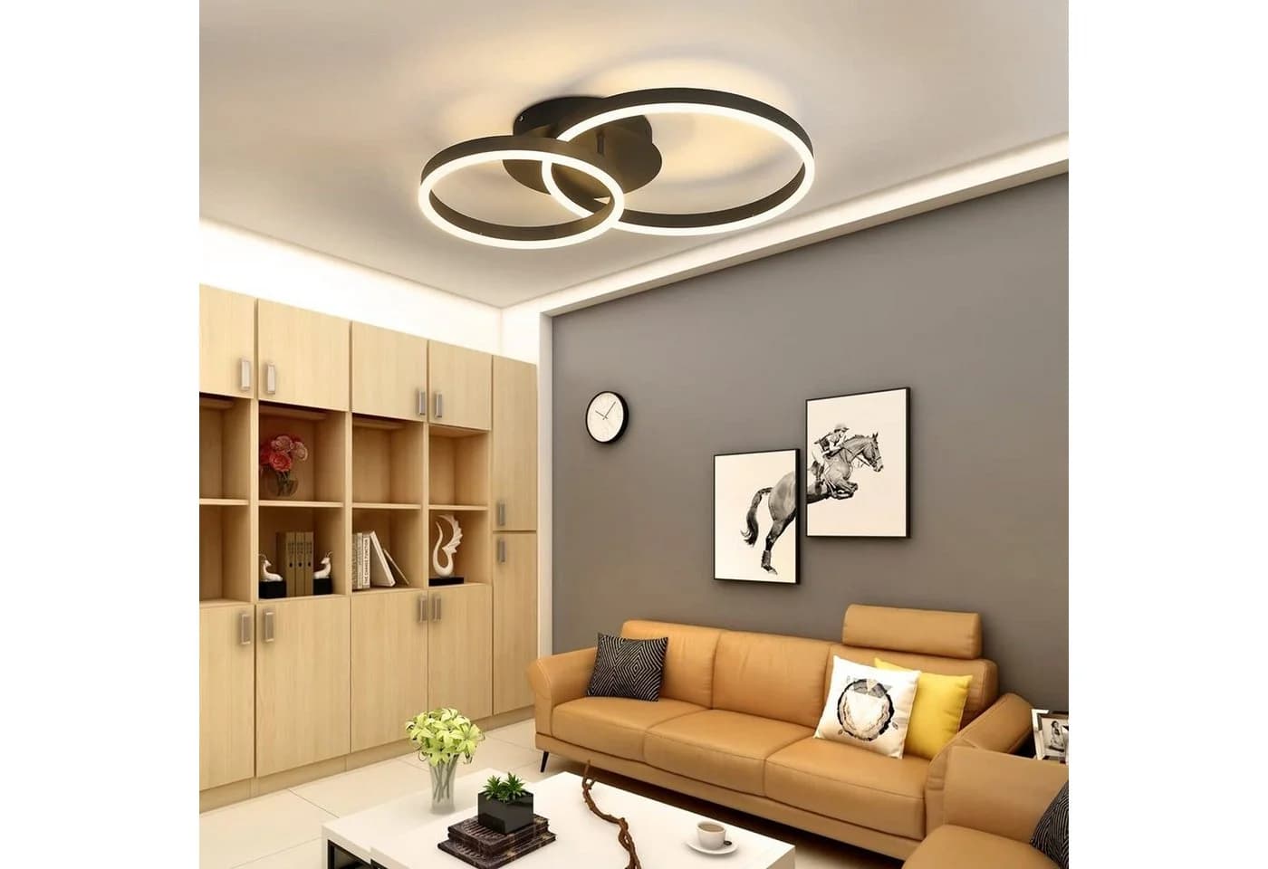 ZMH LED Deckenleuchte Dimmbar Schwarz/Gold Modern 46/74W Wohnzimmer - Bild 4