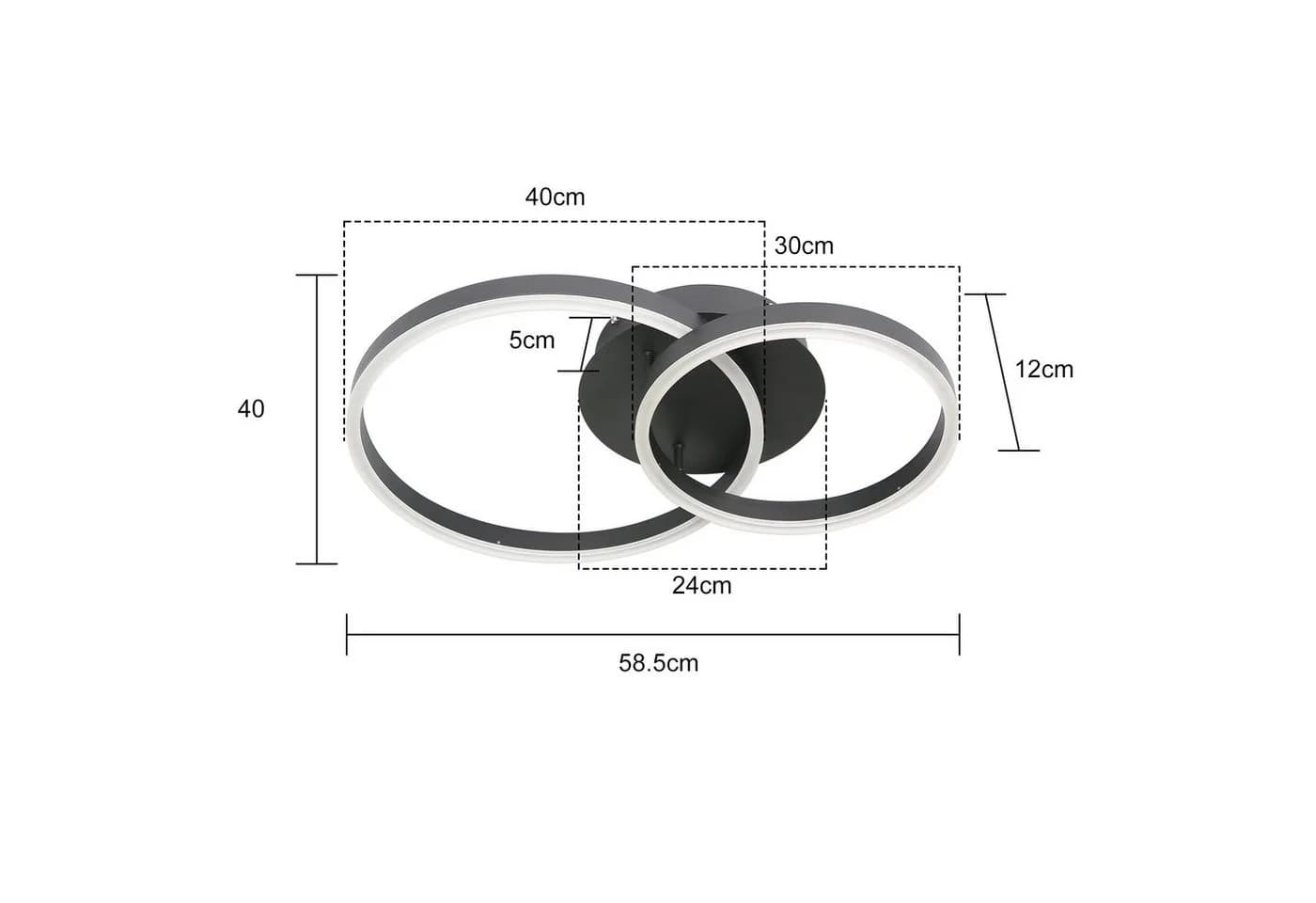 ZMH LED Deckenleuchte Dimmbar Schwarz/Gold Modern 46/74W Wohnzimmer - Bild 5