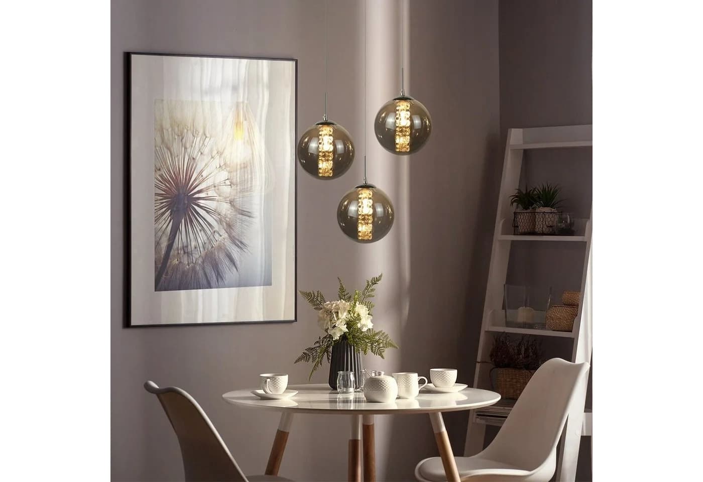 ZMH Pendelleuchte 150CM Höhenverstellbar Grau
