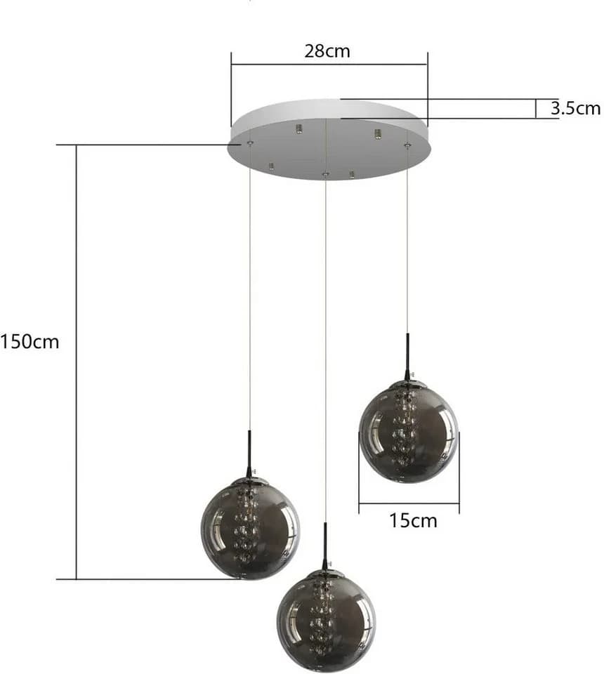 ZMH Pendelleuchte 150CM Höhenverstellbar Grau - Bild 4
