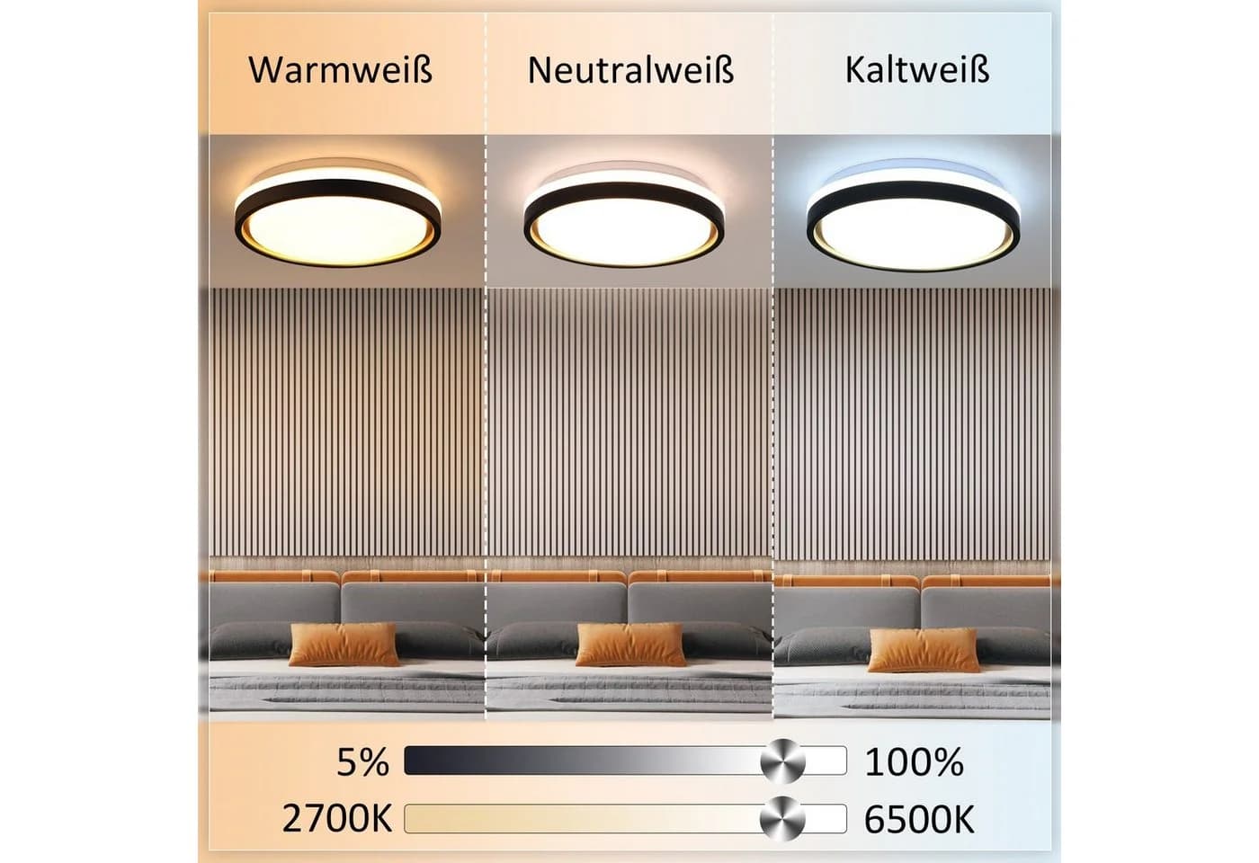 ZMH LED Deckenleuchte Dimmbar mit Fernbedienung Modern Schwarzgold