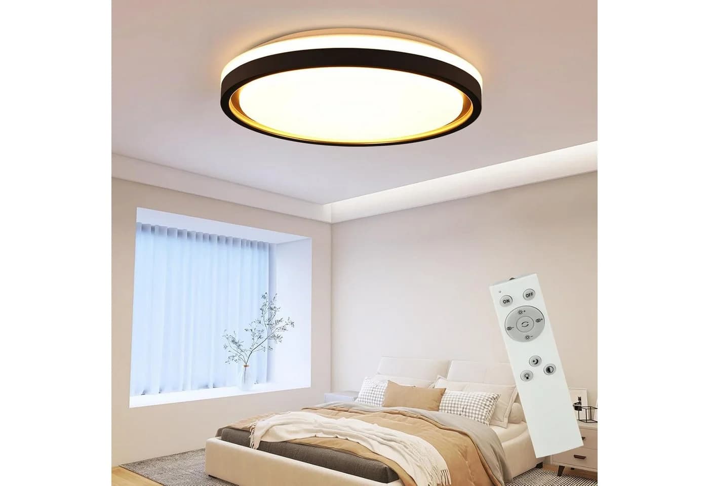 ZMH LED Deckenleuchte Dimmbar mit Fernbedienung Modern Schwarzgold - Bild 2