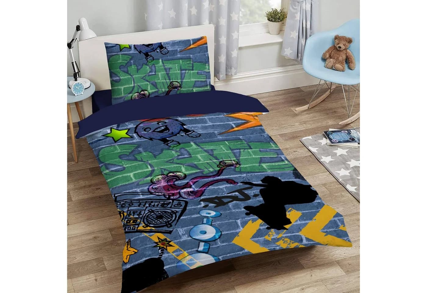 ESPiCO Jugendbettwäsche Graffiti Renforcé 2-teilig Blau Bunt - Bild 4