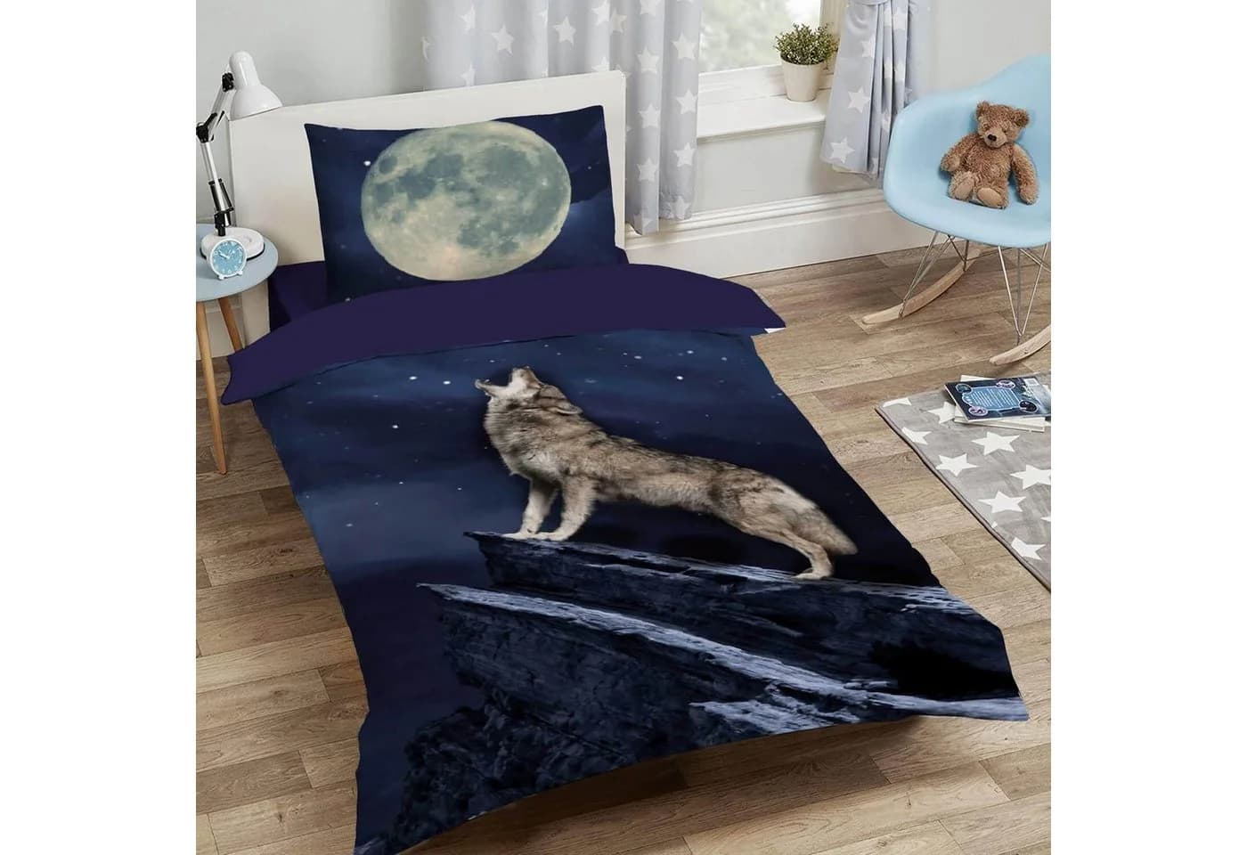 ESPiCO Bettwäsche Wolf Vollmond Renforcé 2-teilig Blau - Bild 4