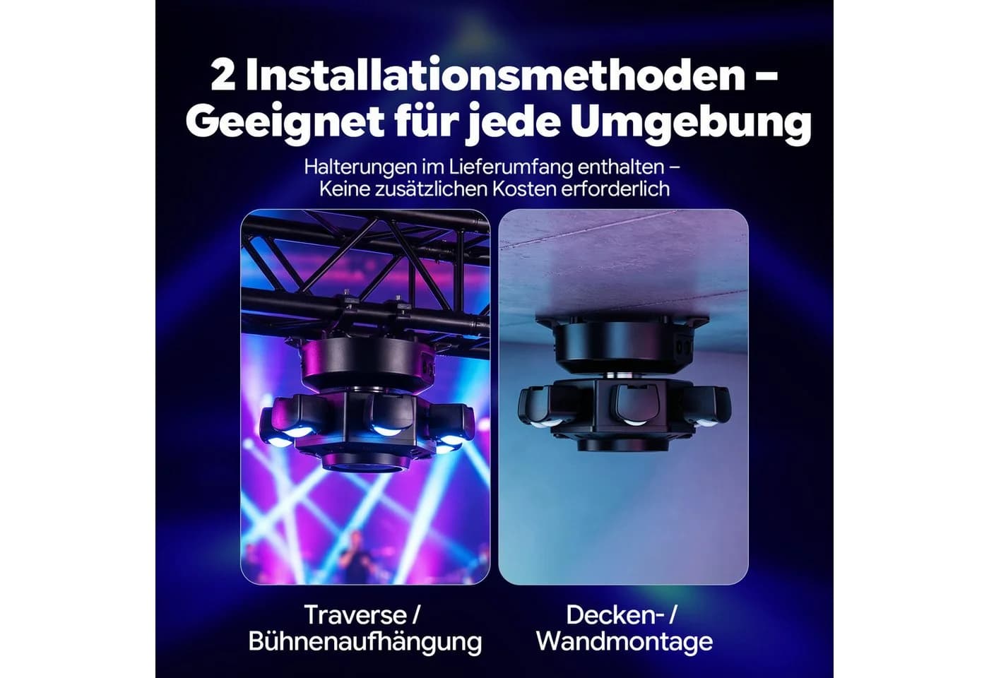 ZonQoonz Discolicht 150W 6-Arm Bühnenstrahllicht Schwarz - Bild 5