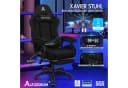 ALFORDSON Gaming-Stuhl mit Massage-Lordosenstütze, ergonomisch, höhenverstellbar, Stoffbezug, schwarz Bild 1