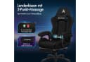 ALFORDSON Gaming-Stuhl mit Massage-Lordosenstütze, ergonomisch, höhenverstellbar, Stoffbezug, schwarz Bild 5