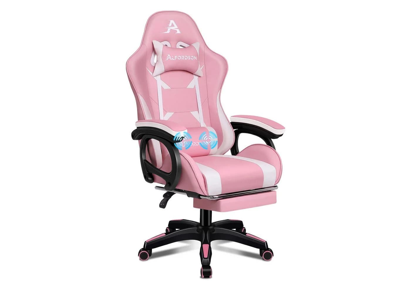 ALFORDSON Gaming-Stuhl mit Massage-Lendenkissen, X-Large, Rosa - Bild 2