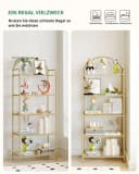 HZUANERI Regal Bücherregal Gold Gehärtetes Glas 5 Ablagen Bild 4