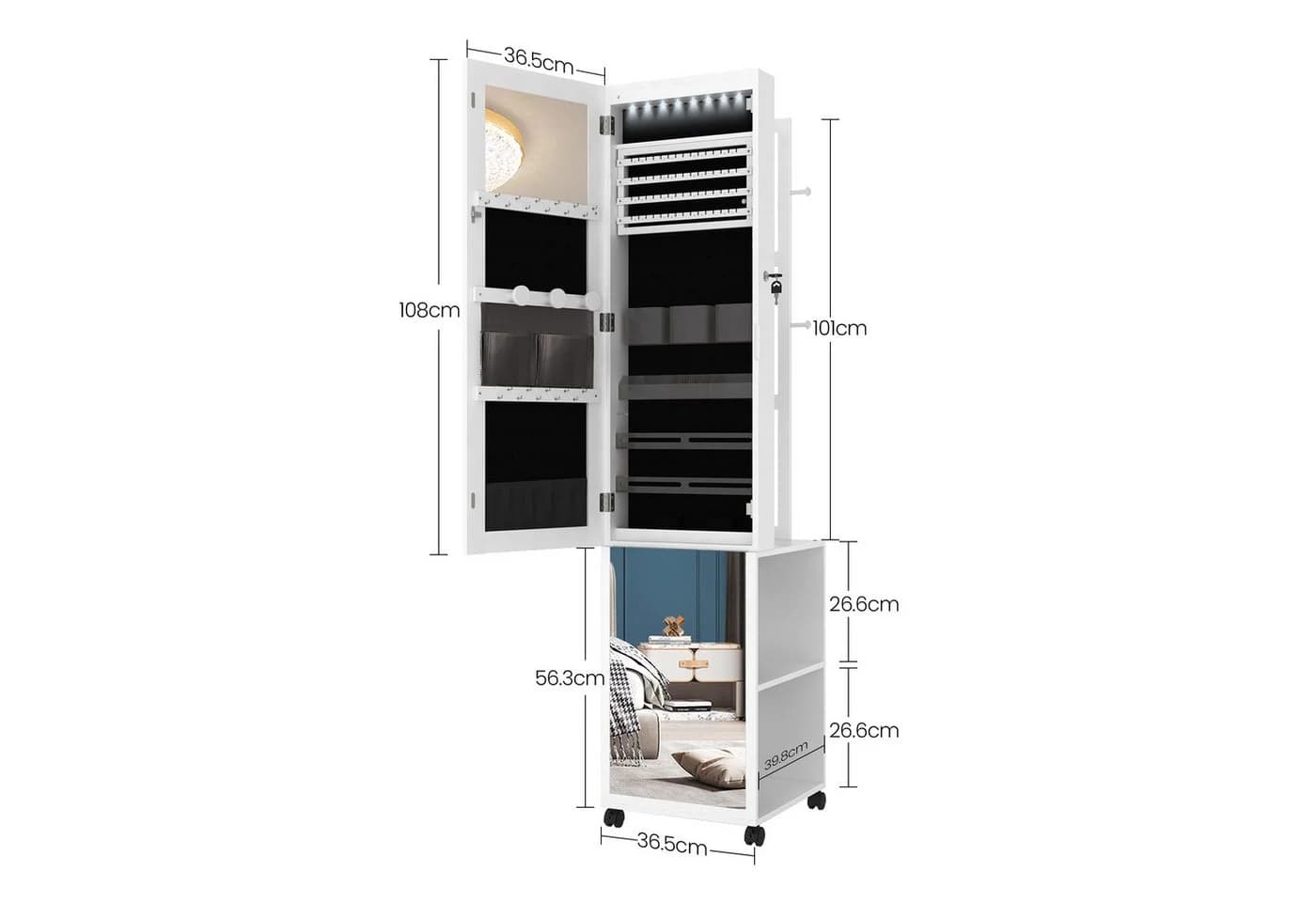 Moderner Schmuckschrank aus Holz mit Glasspiegel