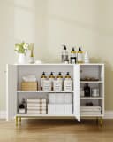HZUANERI Badezimmerschrank Weiß mit 2 Türen und verstellbarem Regal Bild 3
