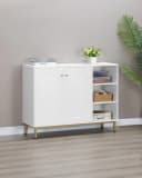 HZUANERI Badezimmerschrank Weiß mit 2 Türen und verstellbarem Regal Bild 5