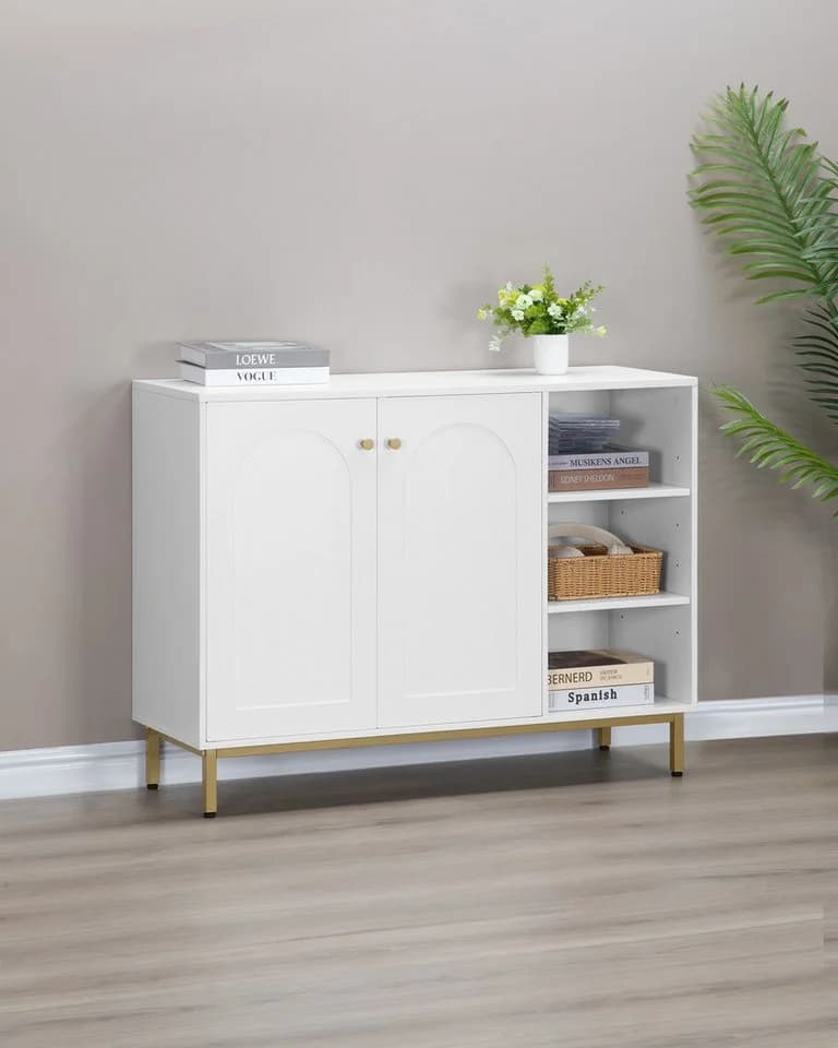 HZUANERI Badezimmerschrank Weiß mit 2 Türen und verstellbarem Regal - Bild 5