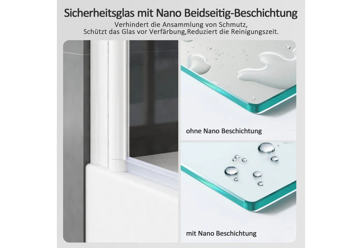 Boromal Badewannenaufsatz 3-teilig faltbar Nano Alu-Wandprofil Weiß/Schwarz/Silber - Bild 4