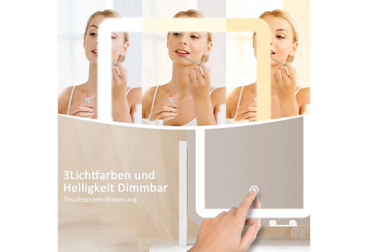 WDWRITTI Schminkspiegel mit Beleuchtung, USB-Ladeanschluss, 10x Vergrößerung, 360° Drehbar - Bild 4