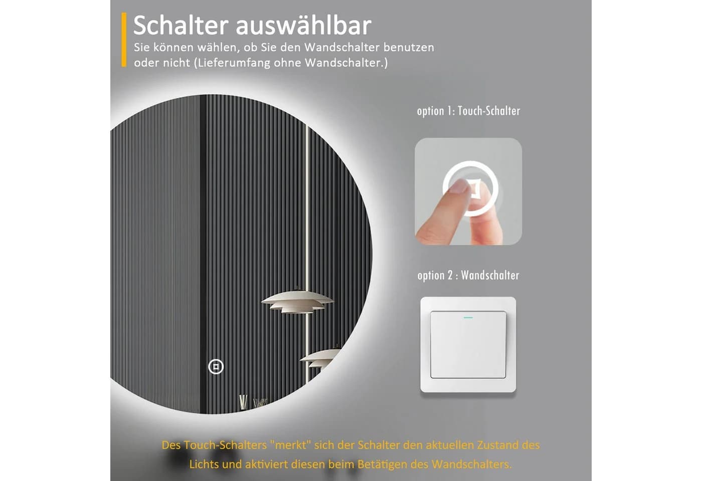 WDWRITTI LED Badspiegel Rund 80cm mit Beleuchtung - Bild 4