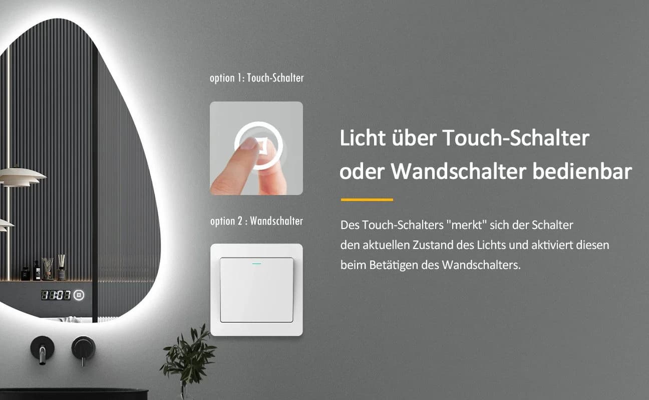 WDWRITTI LED Badspiegel mit Uhr und Speicherfunktion 55x80cm - Bild 5