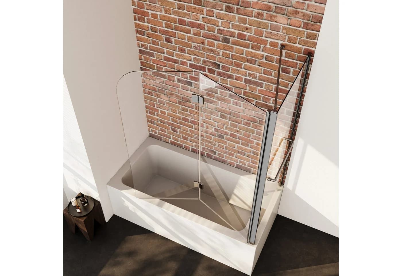 Boromal Badewannenaufsatz mit Seitenwand 120cm ESG Glas Nano
