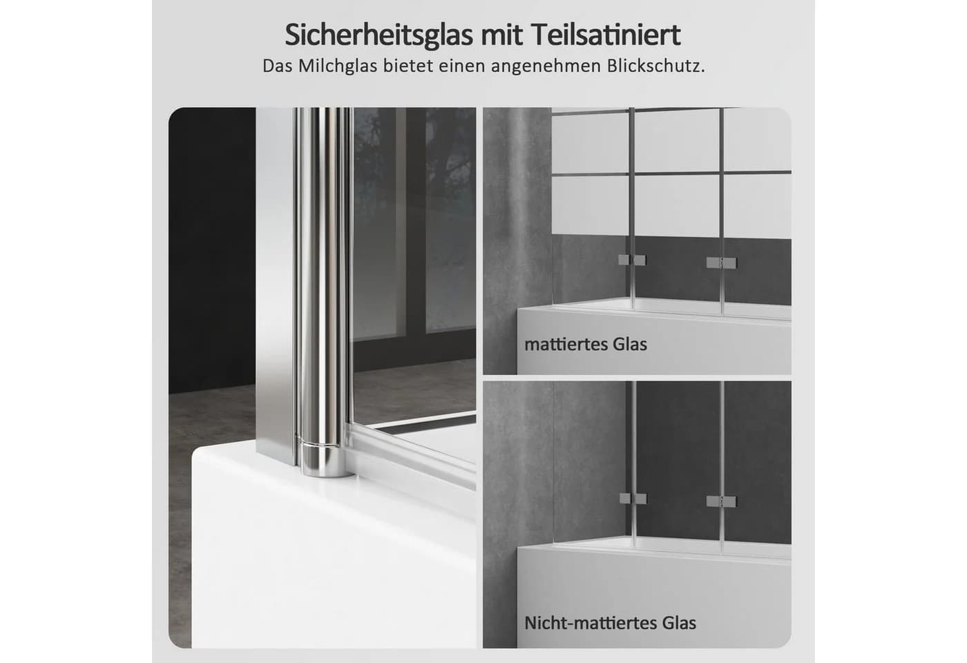 Boromal Badewannenaufsatz 3-teilig Milchglas 6mm Sicherheitsglas - Bild 4