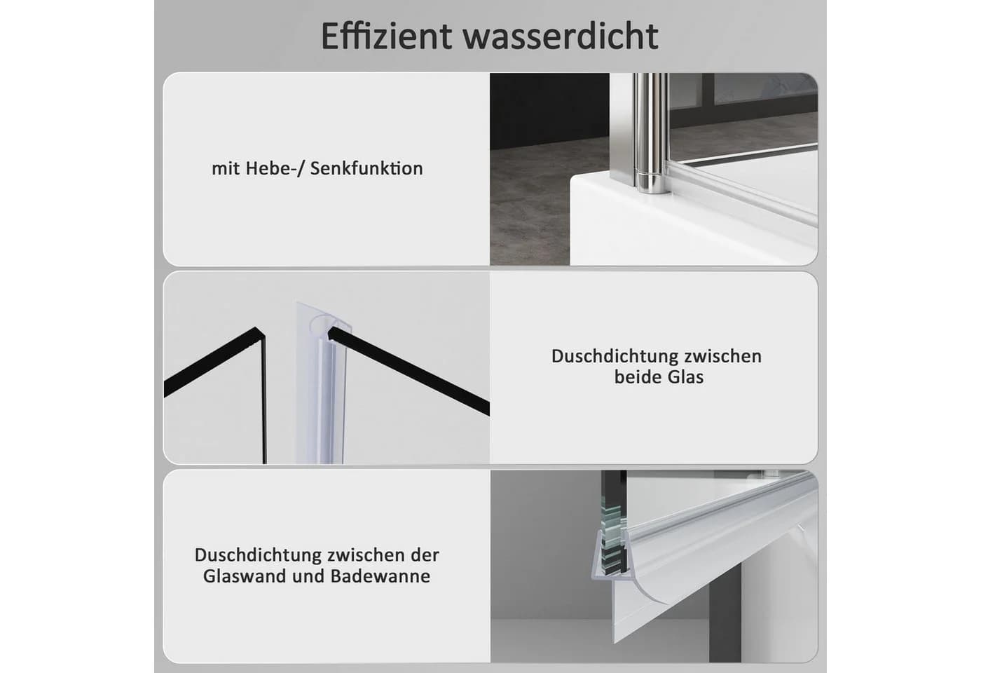 Boromal Badewannenaufsatz 3-teilig Milchglas 6mm Sicherheitsglas - Bild 5