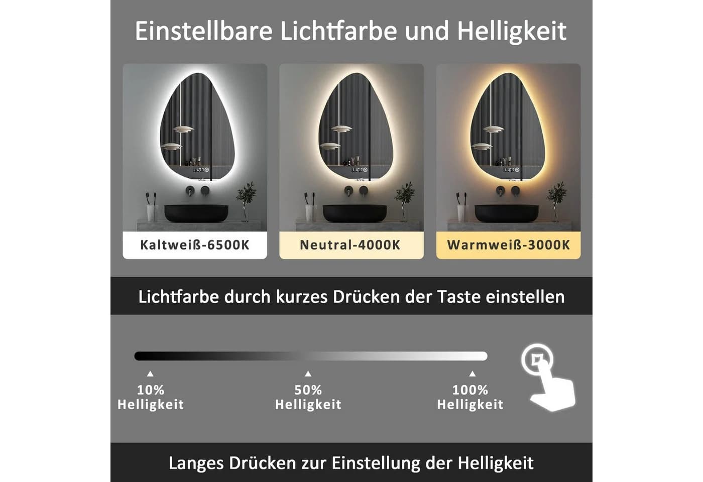 Moderner LED-Badspiegel 55x80 cm - Bild 4