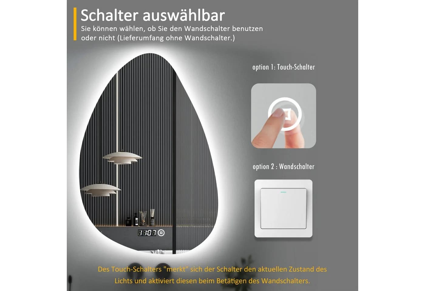 Moderner LED-Badspiegel 55x80 cm - Bild 5