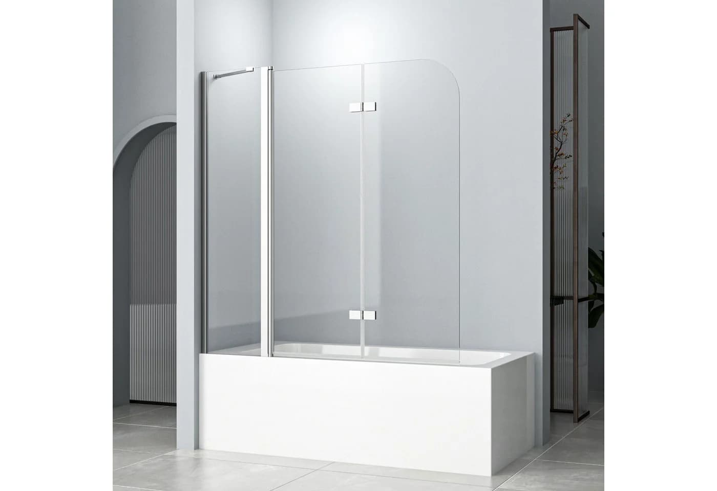 Hopibath Badewannenfaltwand 3-teilig Duschwand 150cm/160cm 6mm Nano Glas - Bild 2