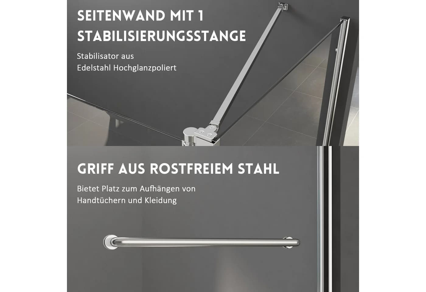 Boromal Badewannenaufsatz mit Nano-Glas & Handtuchhalter - Bild 5