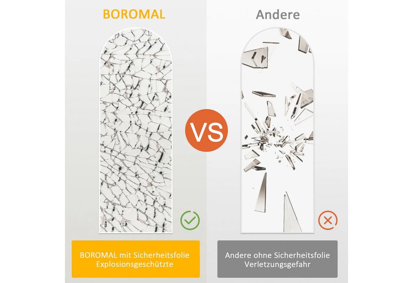Boromal Wandspiegel Weiß Aluminiumrahmen HD-Optik - Bild 5