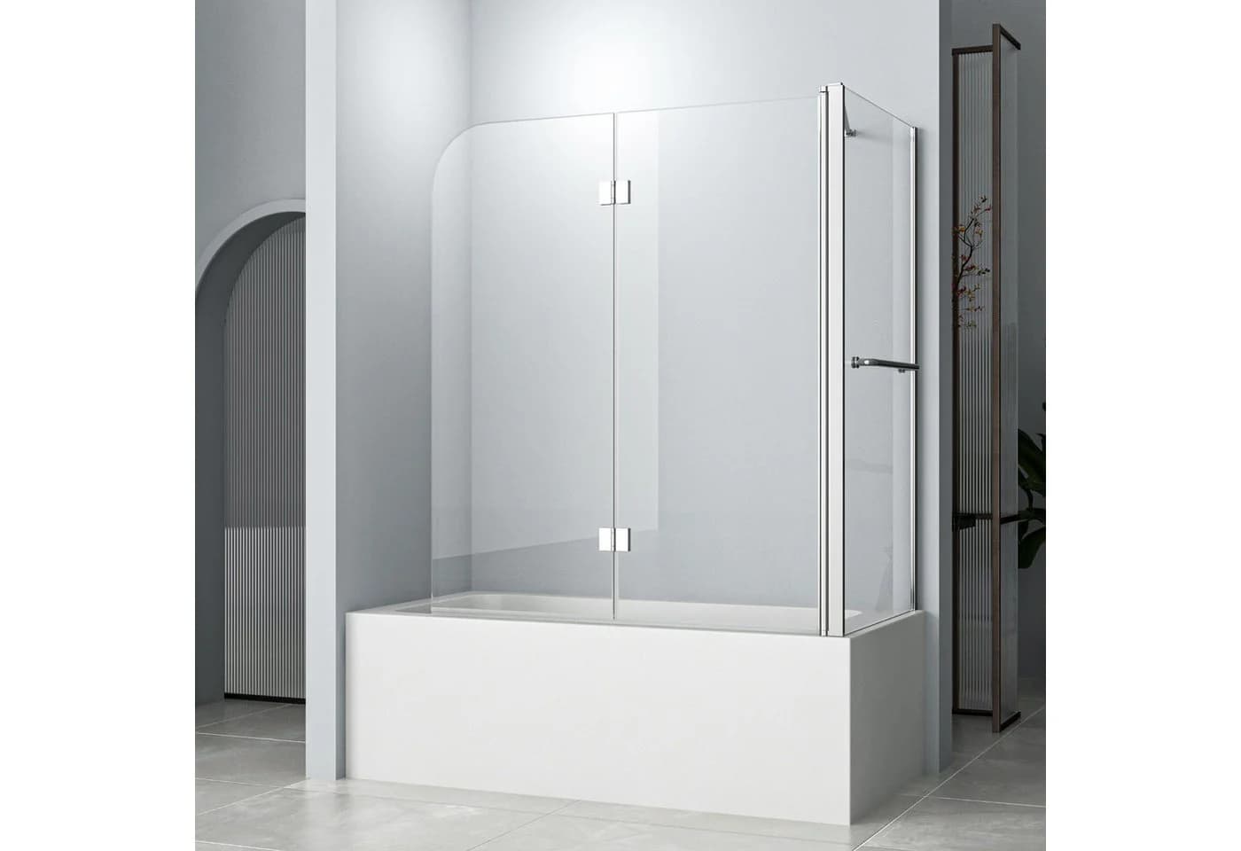 Hopibath Badewannenfaltwand mit Seitenwand 120cm 75cm ESG Glas Nano - Bild 2