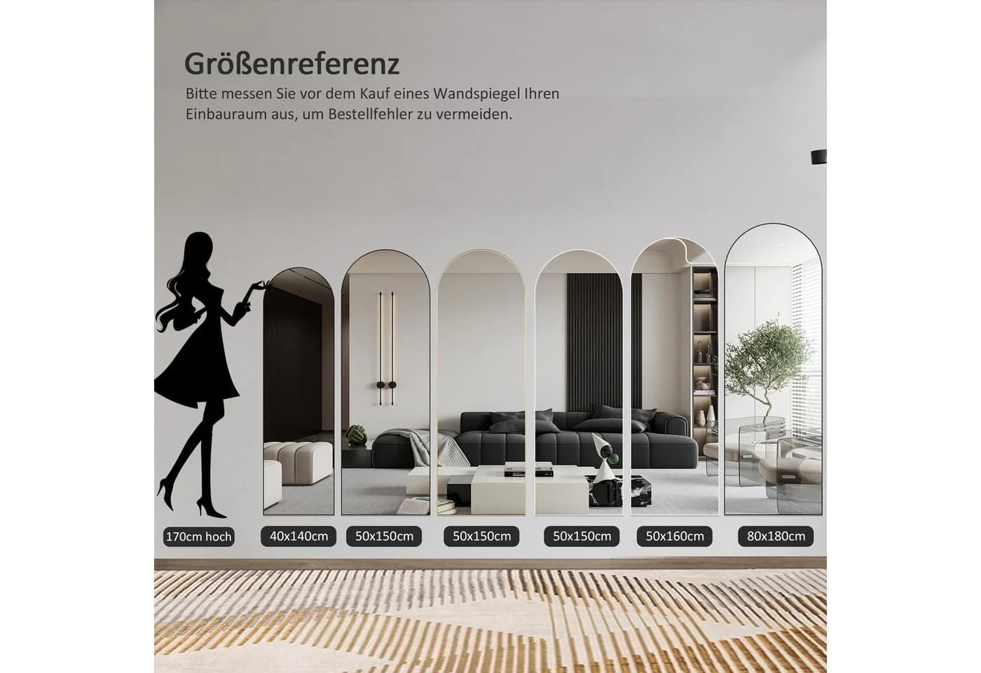 Hopibath Wandspiegel Ganzkörper Weiß mit Alurahmen - Bild 4