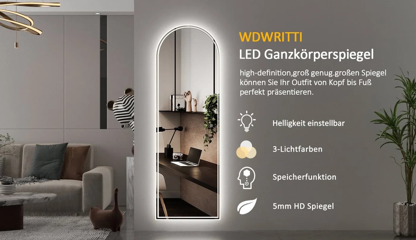 WDWRITTI LED Wandspiegel mit Memory-Funktion & 3 Lichtfarben - Bild 3