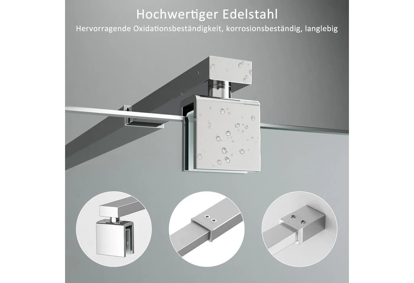 Boromal Duschwand-Stabilisationsstange Schwarz Chrom 73-123cm 360° Drehbar
