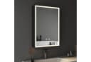 WDWRITTI Badspiegel mit Schrank Spiegelschrank mit Licht für Badezimmer 50x70cm 3 Lichtmodi Dimmbar Anti-Fog Memory Bild 2