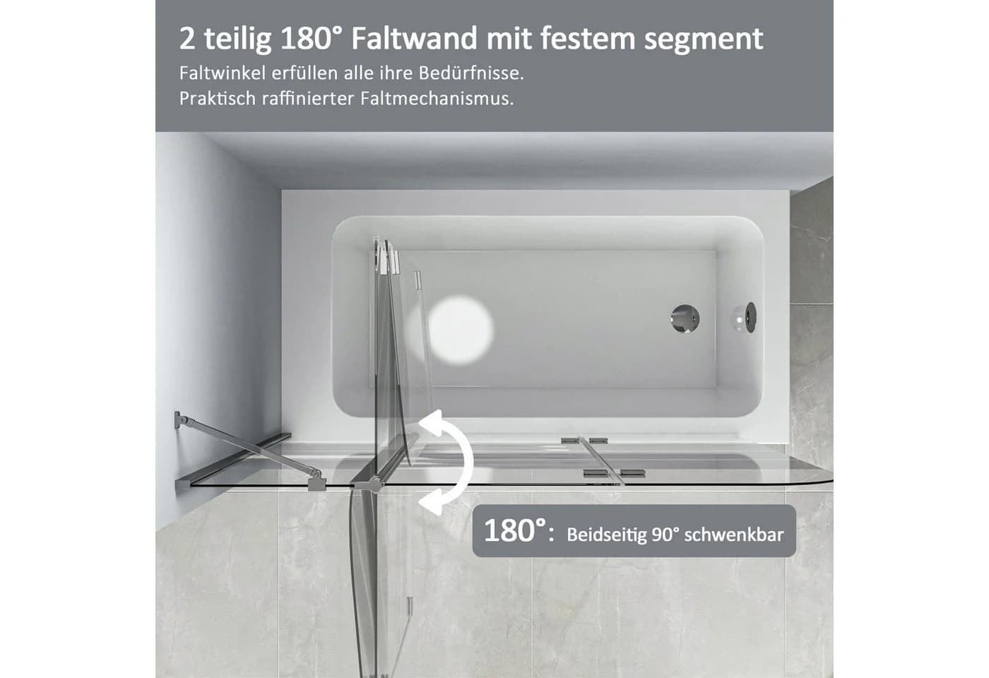 Boromal Badewannenaufsatz Duschwand Milchglas 6mm Sicherheitsglas - Bild 3
