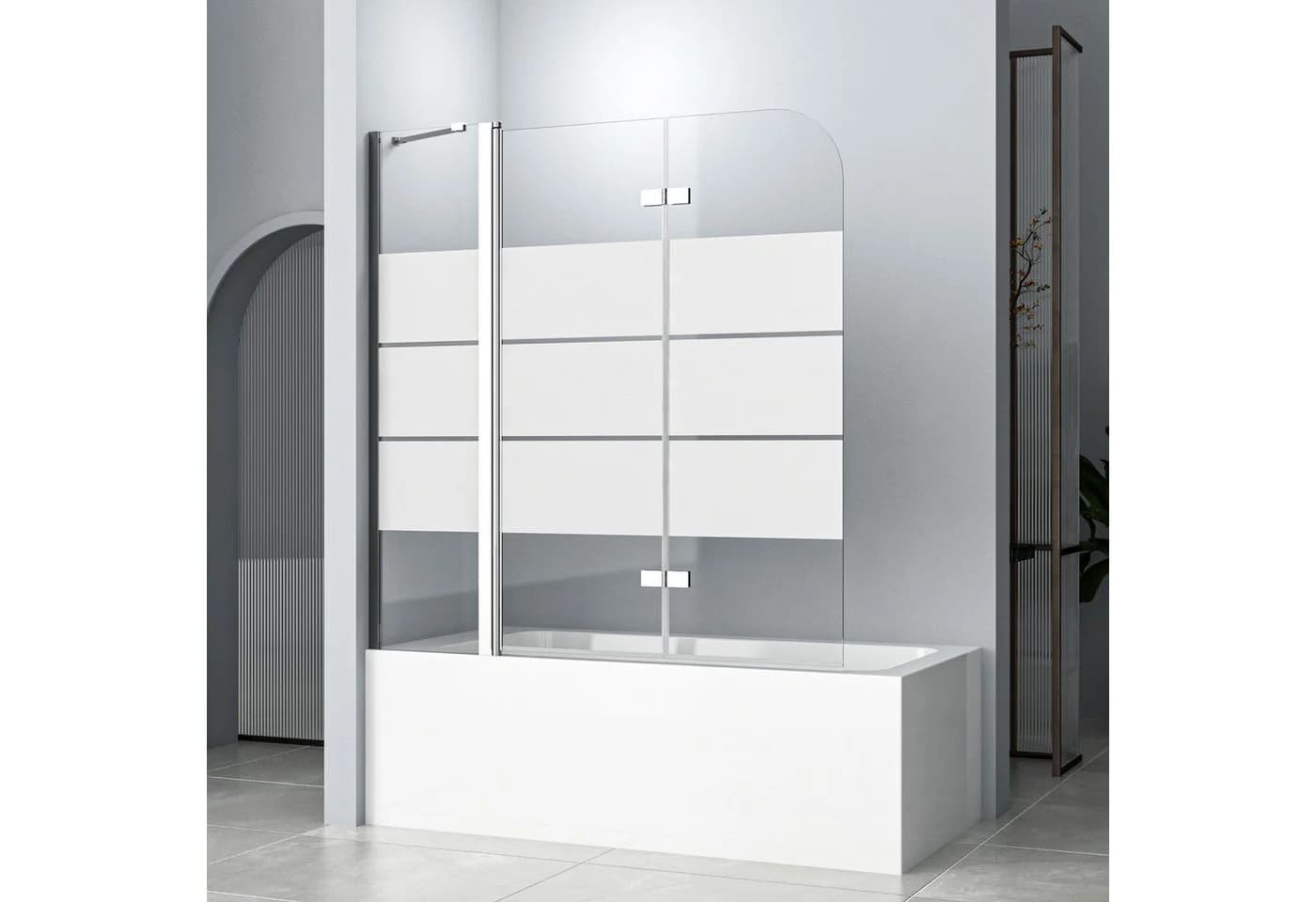 Hopibath Badewannenfaltwand 3-teilig Milchglas - Bild 2